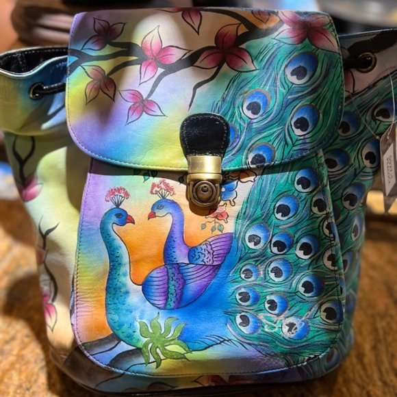 NWT Original Artistic Expressions by Sharif Peacock Leather 1827 Backpack main image 7